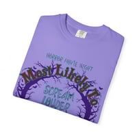 Image 6 of VIOLET Halloween Movie Night Unisex Tees | Most Likely to Hog the Popcorn 