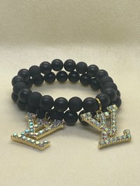 Image 3 of 🖤Luxe Black & Gold Crystal Charm Bracelet Set