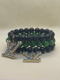 Image 1 of 🖤Luxe Black & Gold Crystal Charm Bracelet Set