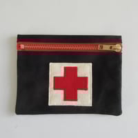 Image 9 of First Aid Purse with appliqué red cross, made with upcycled fabrics. Zero waste