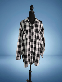 Image 2 of Mystic Feline Flannel – Reimagined Upcycled Buffalo Plaid Shirt