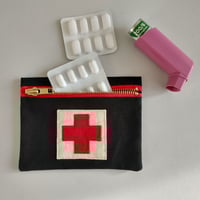 Image 7 of First Aid Purse with appliqué red cross, made with upcycled fabrics. Zero waste