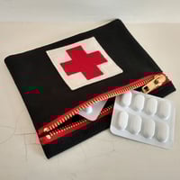 Image 8 of First Aid Purse with appliqué red cross, made with upcycled fabrics. Zero waste