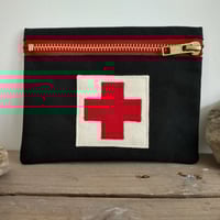 Image 6 of First Aid Purse with appliqué red cross, made with upcycled fabrics. Zero waste