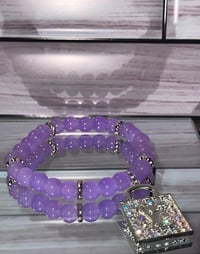 Image 2 of 👑Lavender Luxe Charm Beaded Bracelet  