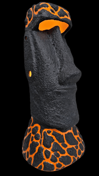 Image 2 of Tiki Classics XL Ceramic Easter Island Moai Lamp ORANGE LAVA