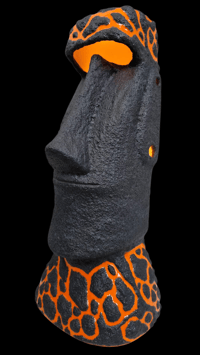 Image 1 of Tiki Classics XL Ceramic Easter Island Moai Lamp ORANGE LAVA