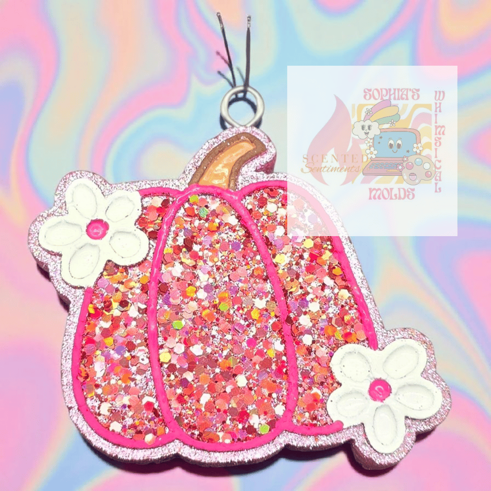 Image of Fall Freshies|Fall Scented Freshener|Accessories|Pumpkin with Flowers Freshie|Car|Gift|Custom