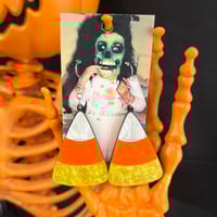 Image 2 of large candy corn earrings