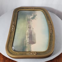 Image 9 of Antique Aerial Farm Picture with Domed Convex Bubble Glass, #940
