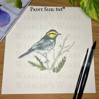 Image 2 of Golden Cheeked Warbler Watercolor Painting Print