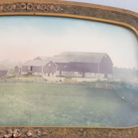 Image 14 of Antique Aerial Farm Picture with Domed Convex Bubble Glass, #940