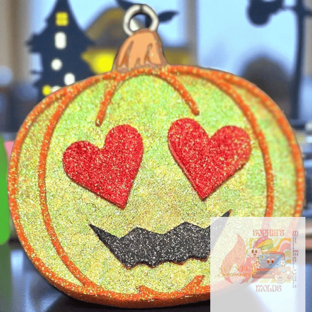 Image of Fall Freshies|Fall Scented Freshener|Accessories|Pumpkin with Heart Eyes Freshie|Car|Gift|Custom