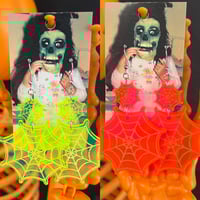 Image 1 of neon spiderweb earrings