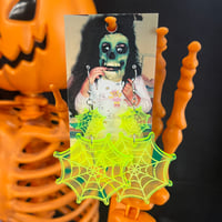 Image 2 of neon spiderweb earrings