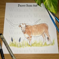 Image 2 of Texas Longhorn Watercolor Painting Print
