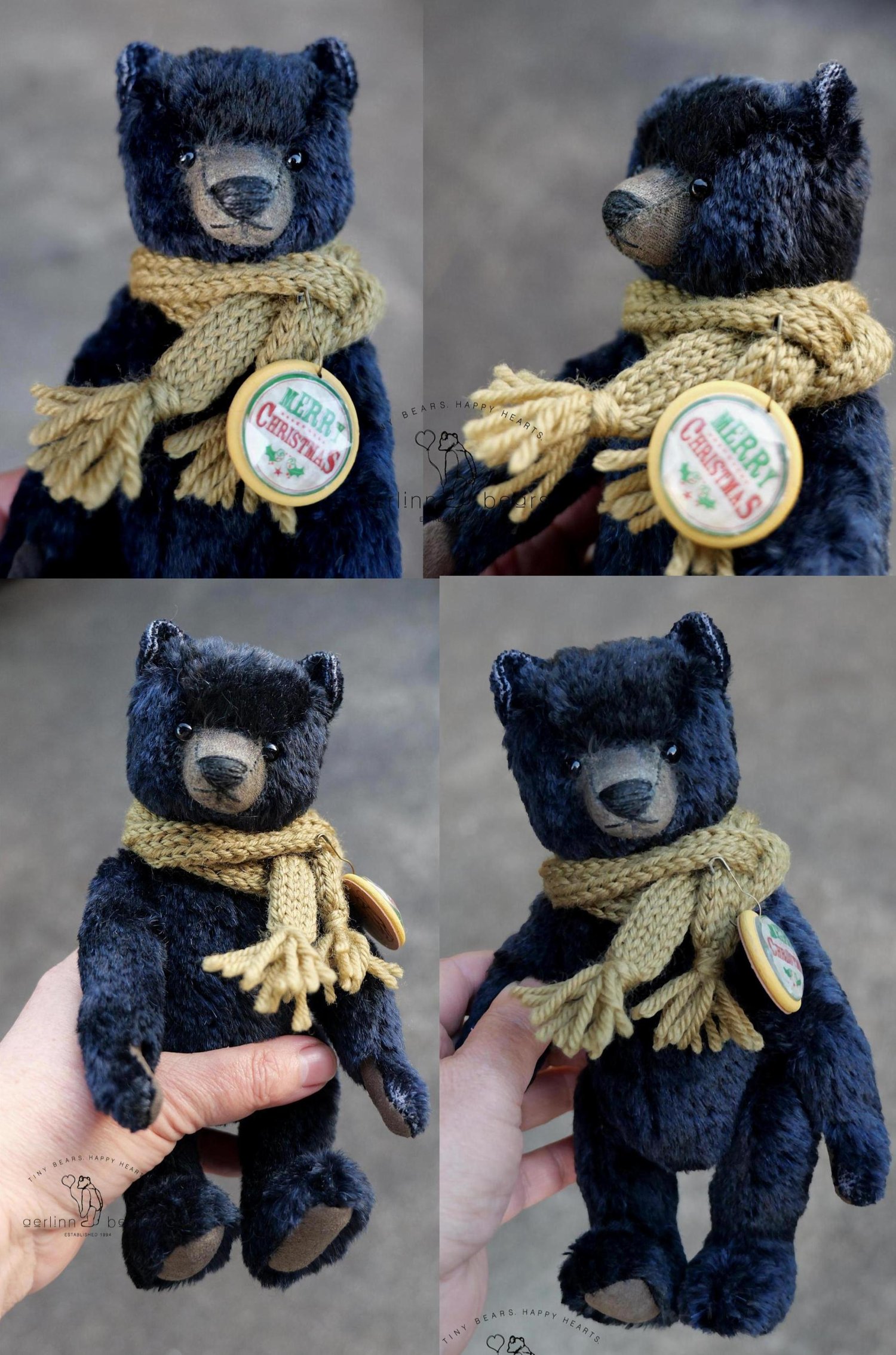 Image of Blue Mohair Artist Teddy Bear One Of A Kind Art Doll from Aerlinn Bears
