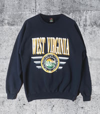 Image 1 of West Virginia University 90s Crew Sweatshirt Large Navy Made in USA