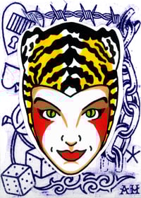 5”x7” tiger lady stencil art print