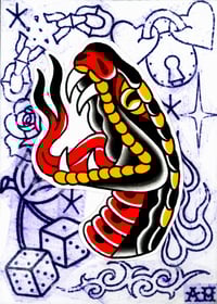 5”x7” snake head stencil art print