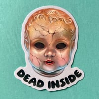 Image 2 of Creepy Doll Head Sticker – “Dead Inside” Horror Vinyl