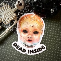 Image 1 of Creepy Doll Head Sticker – “Dead Inside” Horror Vinyl