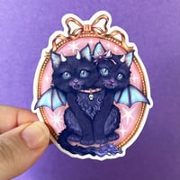 Image 2 of Two Headed, Furry Little Kitties, Vinyl Sticker