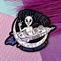 Image 1 of Stay Weird, Normal is Boring, Alien, Moon - Vinyl Sticker
