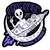 Image 3 of Stay Weird, Normal is Boring, Alien, Moon - Vinyl Sticker