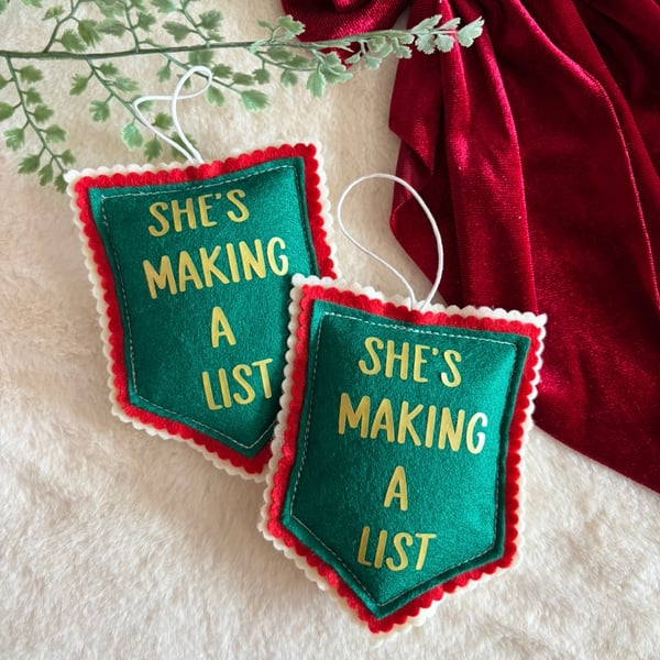 Image of She’s Making A List Christmas pennant
