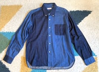 Image 1 of Sugar Cane “light” knit patchwork indigo dyed shirt, size M