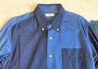 Image 2 of Sugar Cane “light” knit patchwork indigo dyed shirt, size M