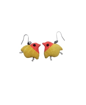 Image of Chidori Øreringe lys rosa-gul af silke m. titanium hooks