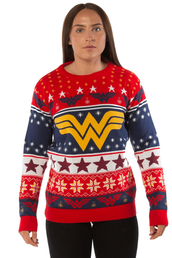 Image of Officially Licensed Wonder Woman Logo Fairisle Knitted Jumper