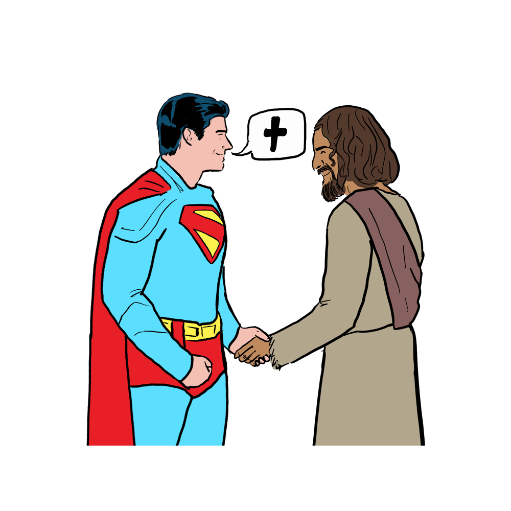 Image of Jesus and Super-Man