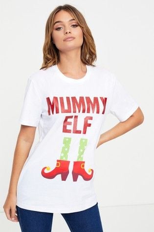 Image of Mummy Elf Funny Printed T-Shirt
