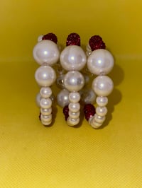 Image 1 of Shimmering Pearl Wrap Bracelets with Sparkling Beads