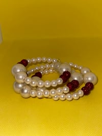 Image 3 of Shimmering Pearl Wrap Bracelets with Sparkling Beads