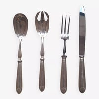 Image 1 of Couverts de service en métal argenté et argenté fourré modèle coquille