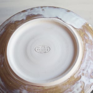Image of Custom Order for Kathleen, Set of 16 Dinnerware Plates in Dripping White and Ocher Glaze