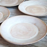 Image 10 of Custom Order for Kathleen, Set of 16 Dinnerware Plates in Dripping White and Ocher Glaze