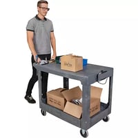Image 3 of Flat-Shelf Utility Service Cart, 2 Tiers, 25-1/4" x 32-1/4" x 44", 550 lbs. Capacity Model: MP642