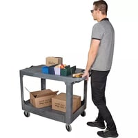 Image 4 of Flat-Shelf Utility Service Cart, 2 Tiers, 25-1/4" x 32-1/4" x 44", 550 lbs. Capacity Model: MP642