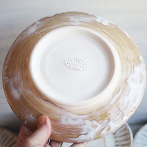 Image of Custom Order for Kathleen, Set of 16 Hand Carved Salad Plates in Ocher and White Glaze