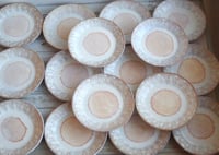 Image 13 of Custom Order for Kathleen, Set of 16 Dessert Dishes in White and Ocher Glaze