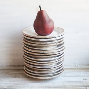 Image of Custom Order for Kathleen, Set of 16 Dessert Dishes in White and Ocher Glaze