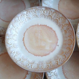 Image of Custom Order for Kathleen, Set of 16 Dessert Dishes in White and Ocher Glaze
