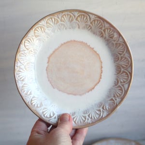 Image of Custom Order for Kathleen, Set of 16 Dessert Dishes in White and Ocher Glaze