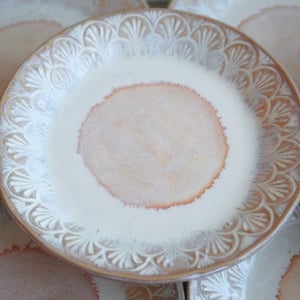 Image of Custom Order for Kathleen, Set of 16 Dessert Dishes in White and Ocher Glaze