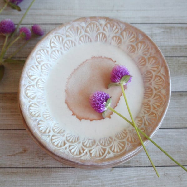 Image of Custom Order for Kathleen, Set of 16 Dessert Dishes in White and Ocher Glaze